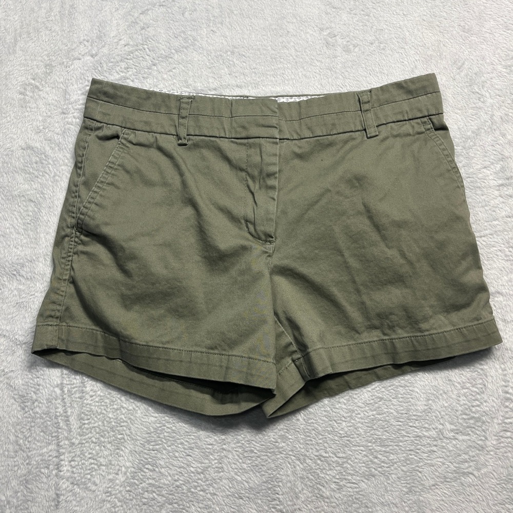 Cambridge Dry Goods Chino Shorts Womens Olive Green Cotton Stretch Mid Rise 2